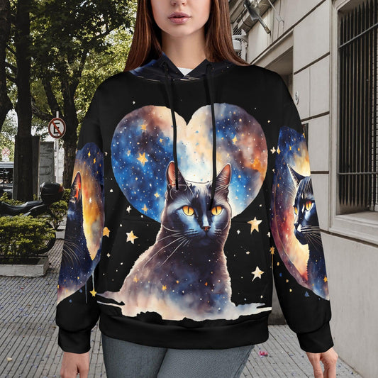 Celestial Magic Black cat Hoodie-MoonChildWorld