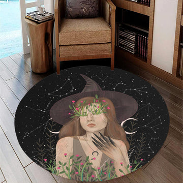 Witchy Woman Round Rug Witch Round Rug-MoonChildWorld