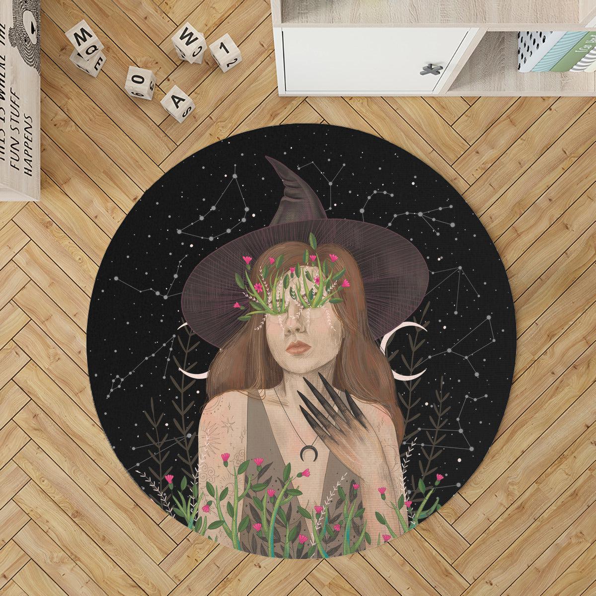 Witchy Woman Round Rug Witch Round Rug-MoonChildWorld
