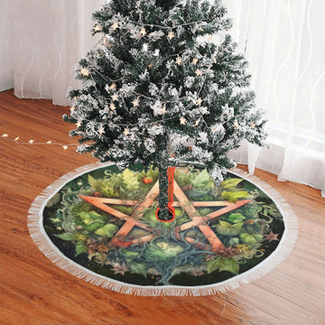 Floral Pentagram Pagan Christmas Tree Skirt-MoonChildWorld