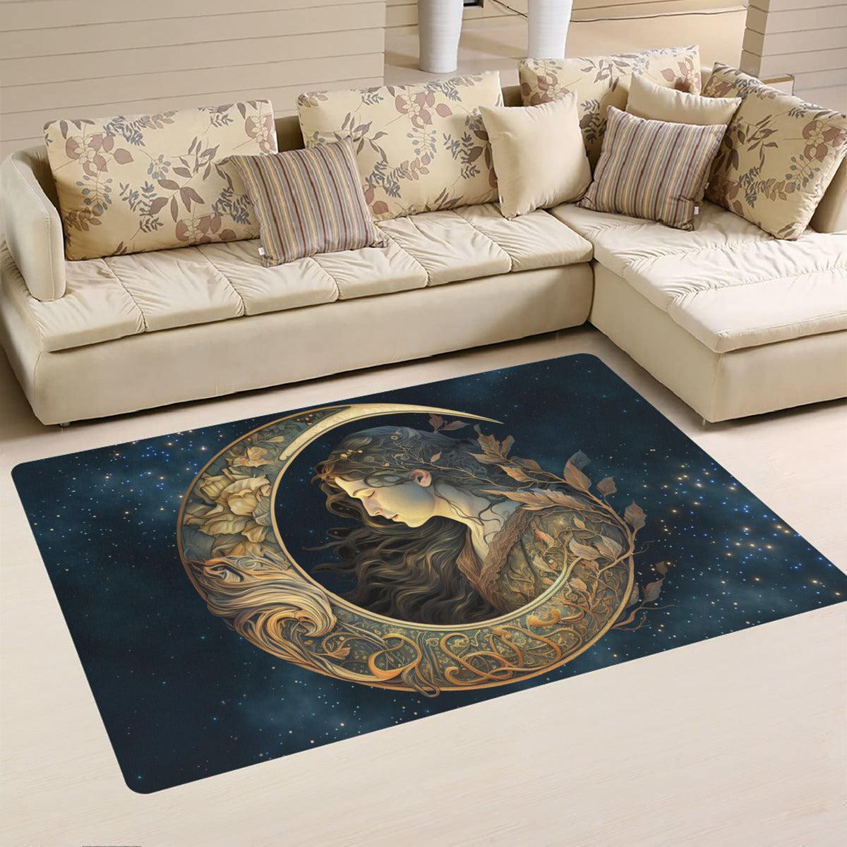 Moon goddess area rug Wicca pagan rug-MoonChildWorld