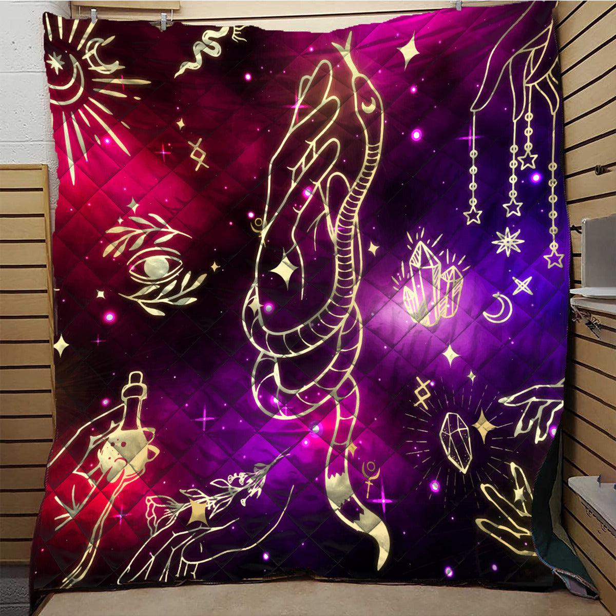 Gothic snake crystal Witch Quilt Blanket-MoonChildWorld