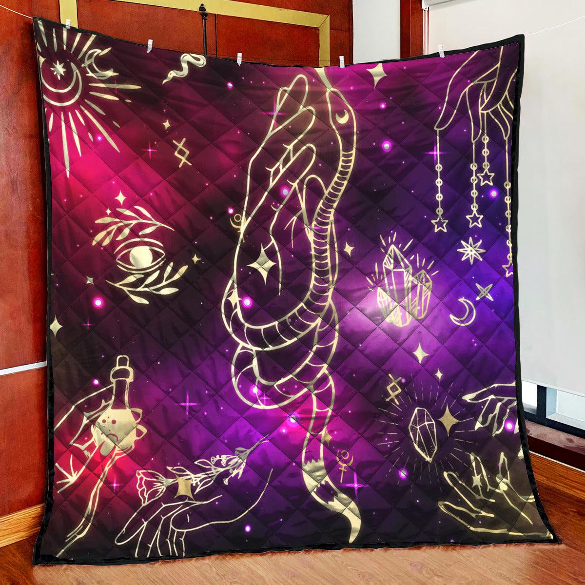Gothic snake crystal Witch Quilt Blanket-MoonChildWorld
