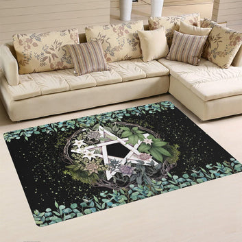 Pentagram area rug Wicca pagan rug