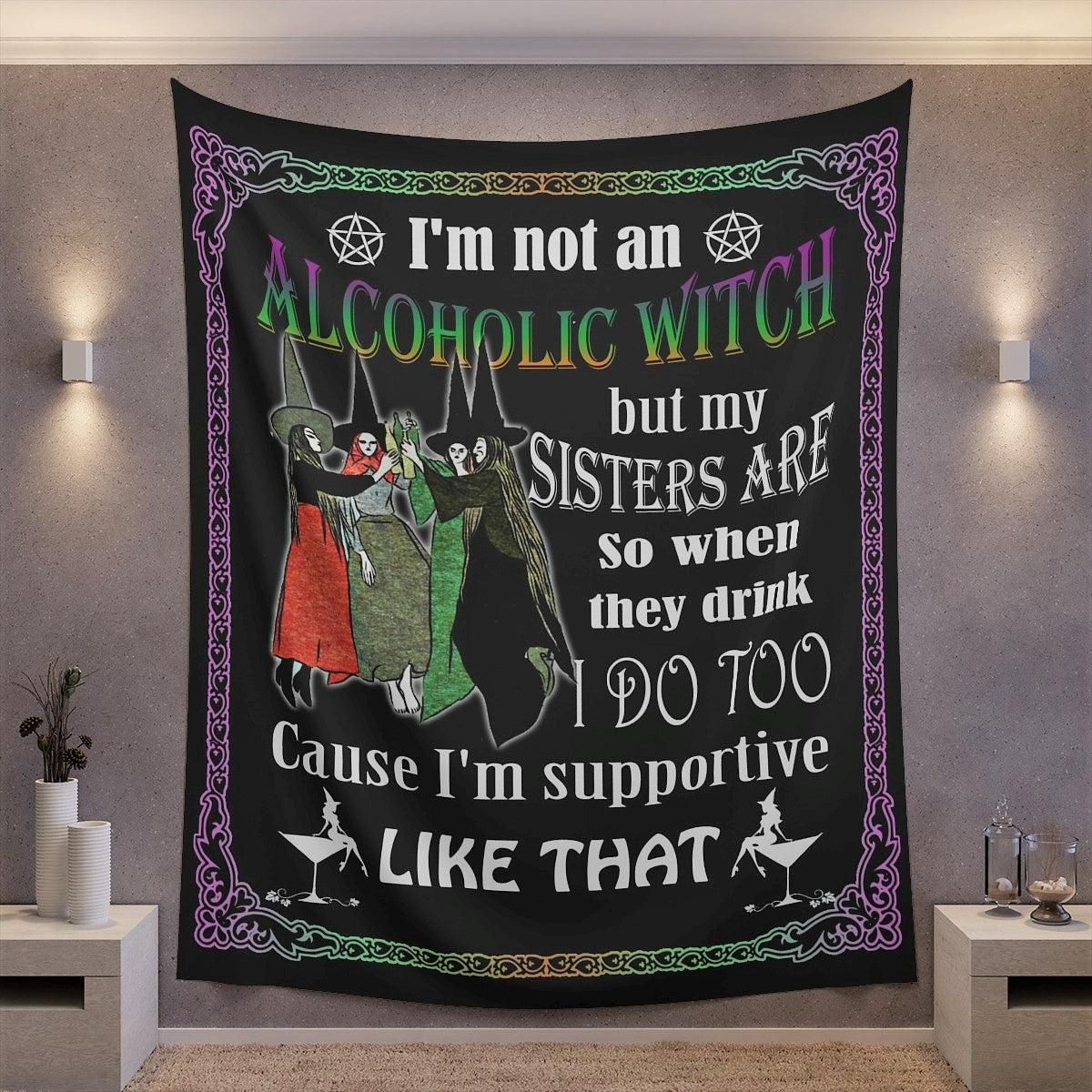 Witch sisters tapestry Halloween tapestry-MoonChildWorld