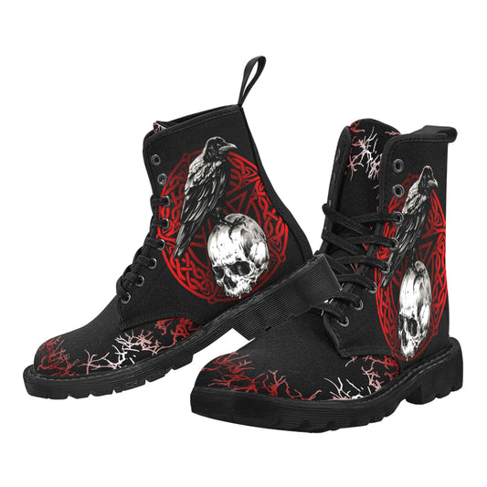 Gothic skull raven witch Martin Boots