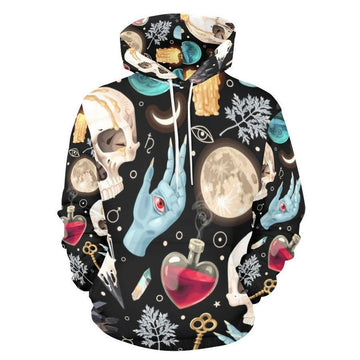 Gothic skull witch Christmas Hoodie-MoonChildWorld