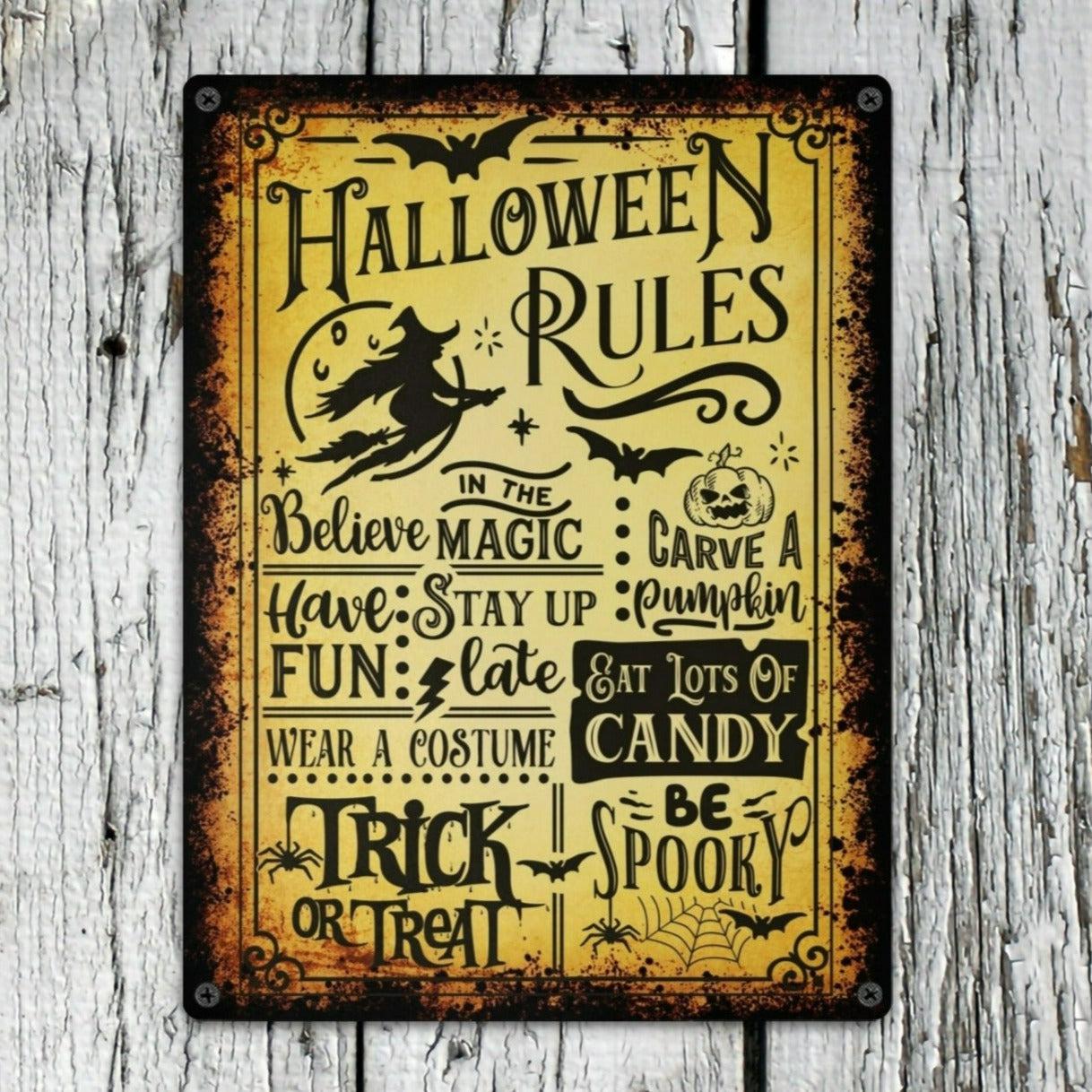 Witch Rules Halloween Metal Sign-MoonChildWorld