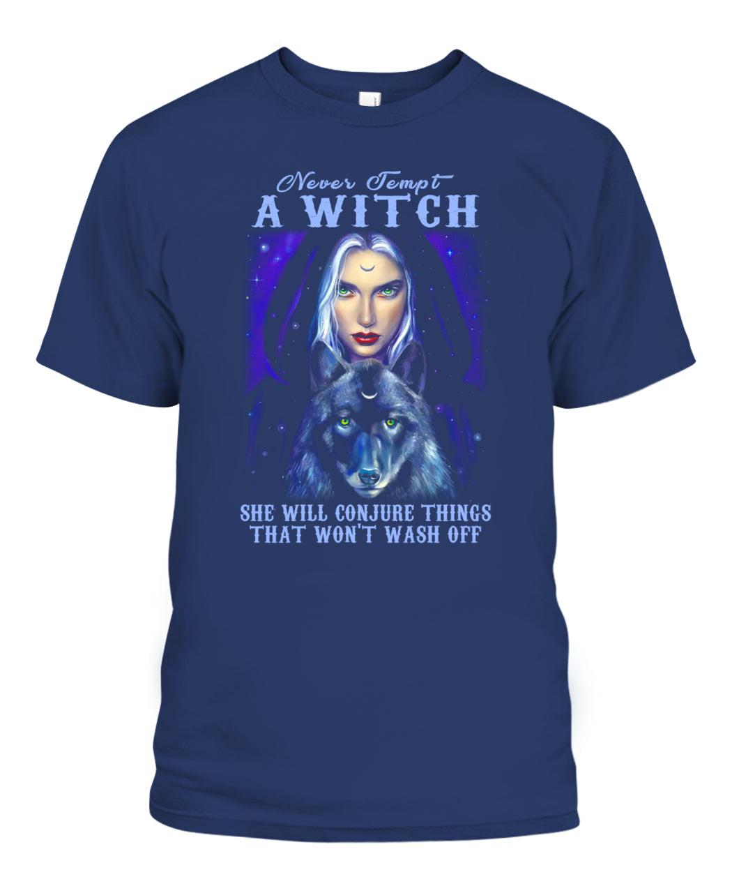 Witch Tshirt Never Tempt A Witch She Will Conjure Things That Wont Wash Off-MoonChildWorld