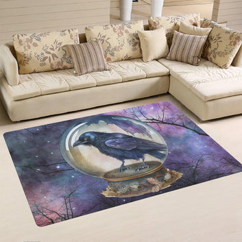 Raven gothic area rug Halloween rug