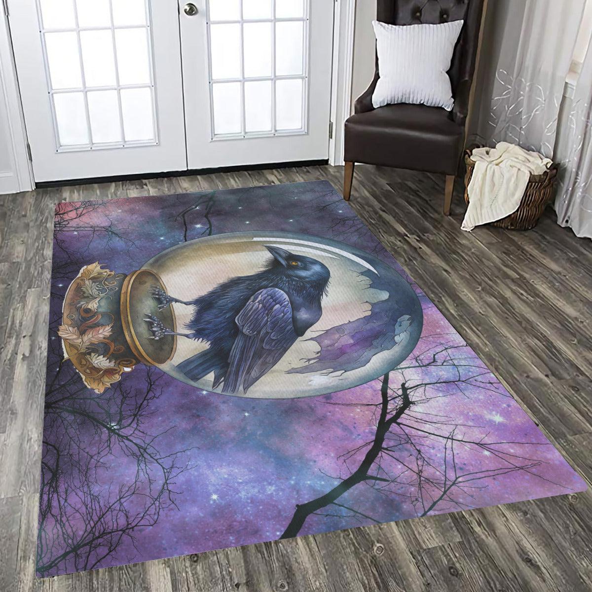 Raven gothic area rug Halloween rug-MoonChildWorld