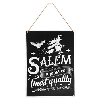 Salem broom witch metal sign halloween hanging sign-MoonChildWorld