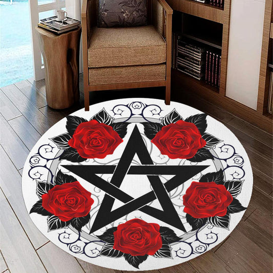 Gothic pentagram Round Rug