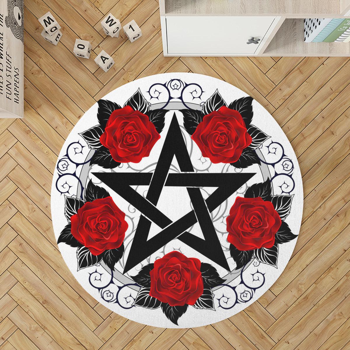 Gothic Pentagram Round Rug By Moonchildworld
