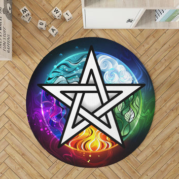 Element pentagram wicca Round Rug