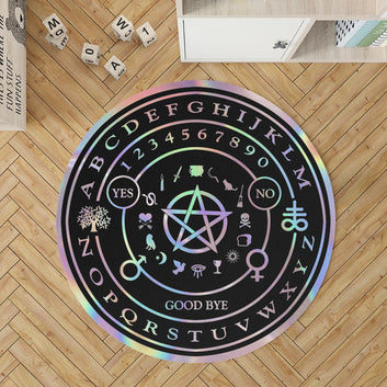 Ouija board witch Round Rug-MoonChildWorld