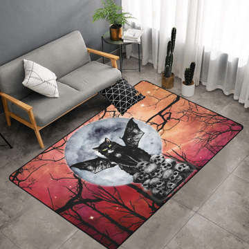 Witch black cat area rug Halloween rug-MoonChildWorld