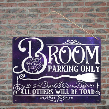 Broom parking halloween Metal Sign Witch Hanging Sign-MoonChildWorld