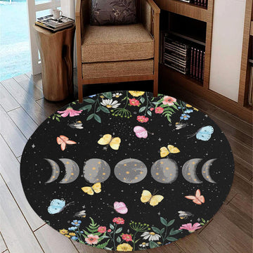 Moon phases Round Rug-MoonChildWorld