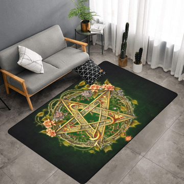 Pentagram area rug Wicca pagan rug-MoonChildWorld