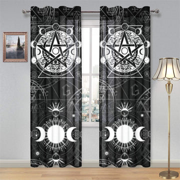 Pentagram moon witchcraft Gauze Curtain-MoonChildWorld