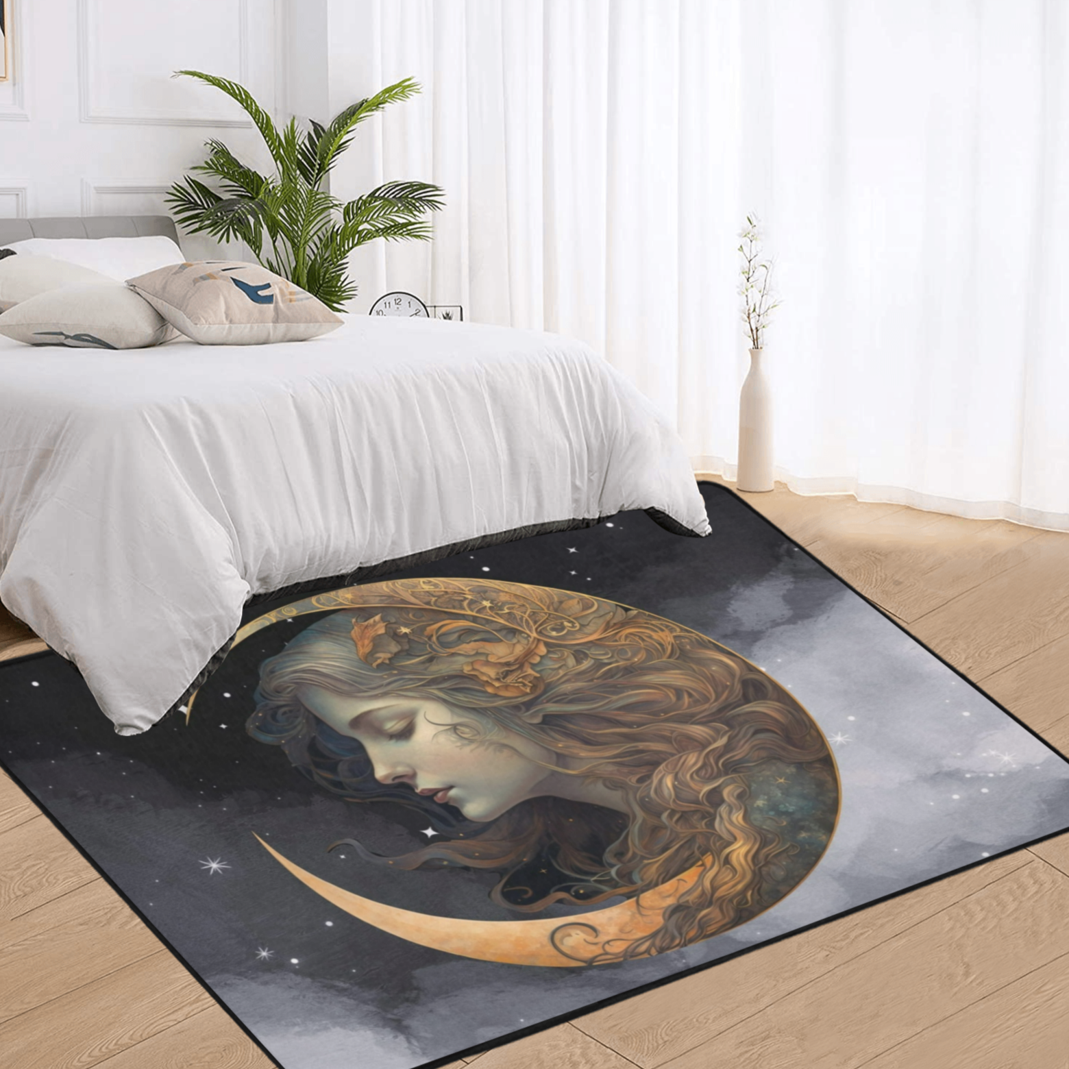 Moon goddess area rug Wicca pagan rug-MoonChildWorld