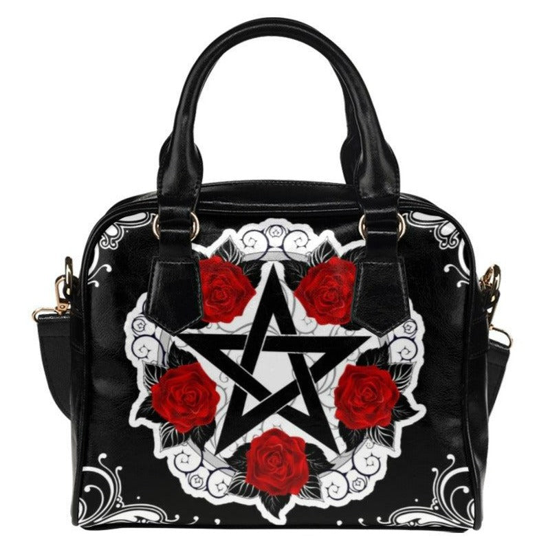Rose Pentagram wicca Shoulder Handbag-MoonChildWorld
