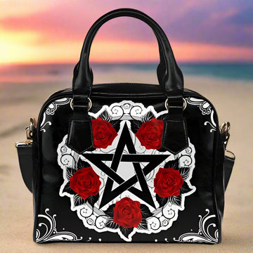 Rose Pentagram wicca Shoulder Handbag-MoonChildWorld