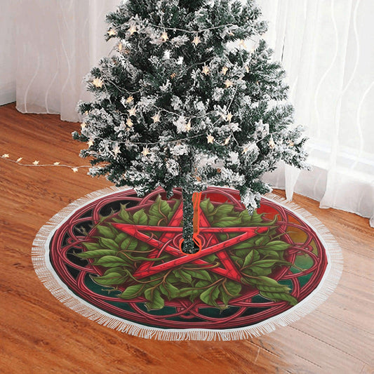 Pentagram Wicca Christmas Tree Skirt-MoonChildWorld