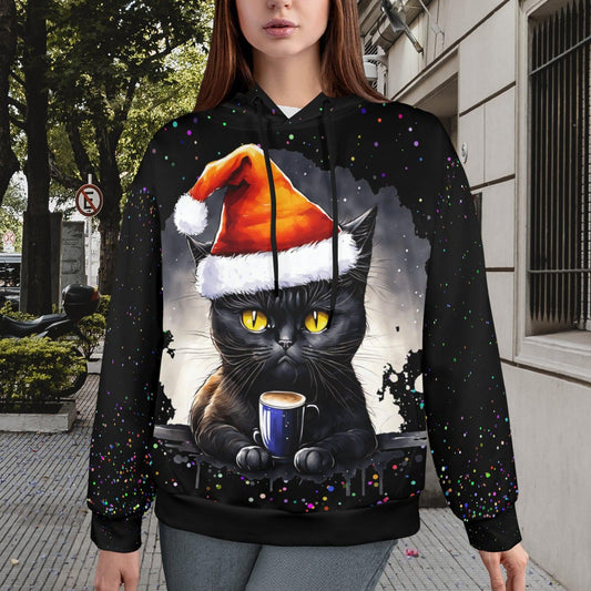 Christmas Black cat Hoodie-MoonChildWorld