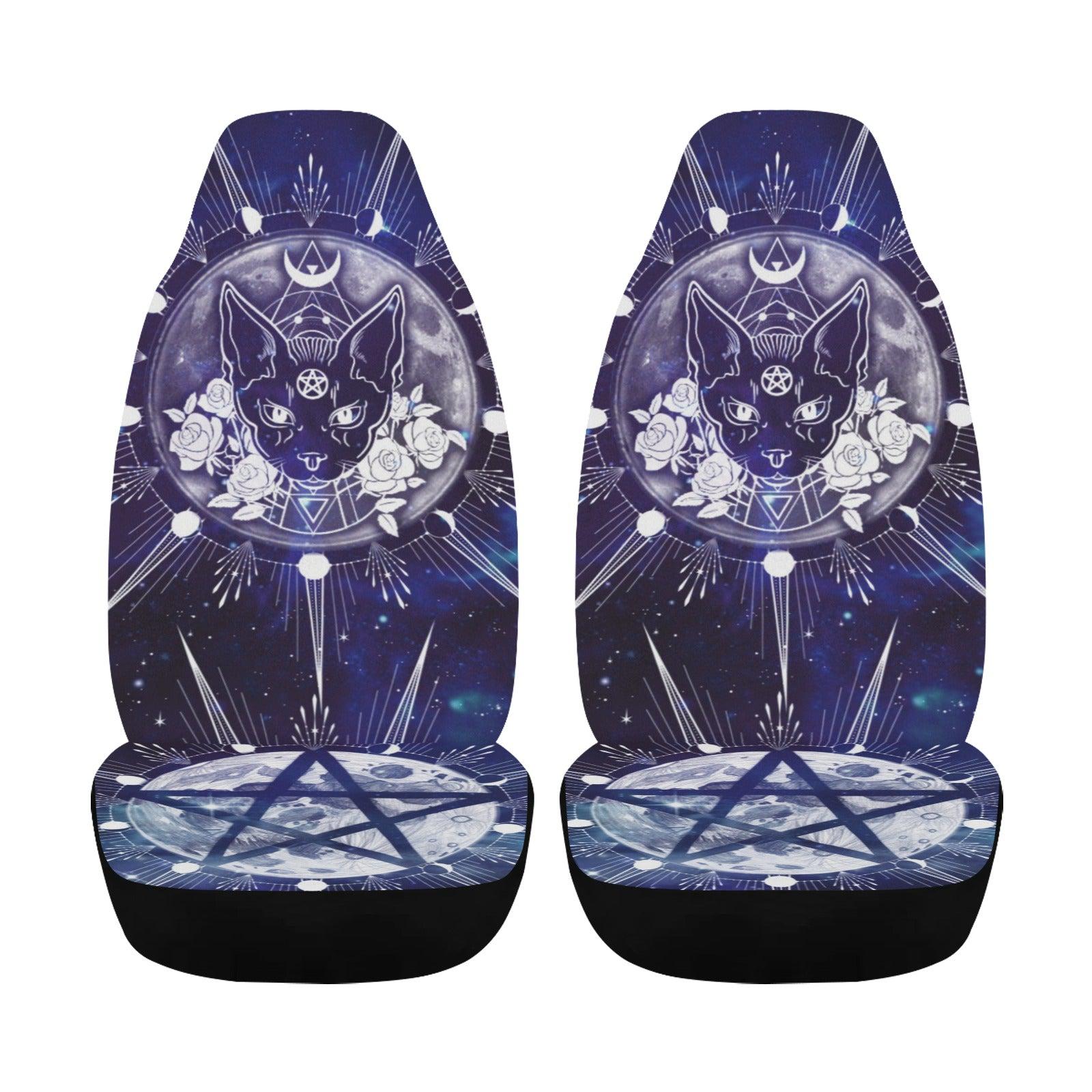 Pentagram occult cat Car Seat Covers-MoonChildWorld