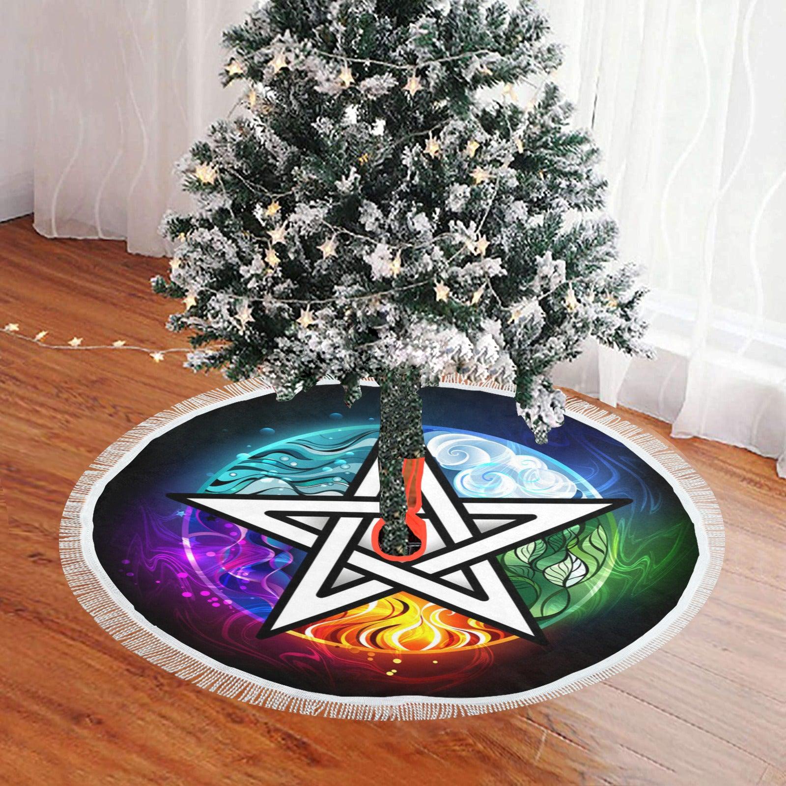 Wicca pentagram pagan Christmas Tree Skirt-MoonChildWorld