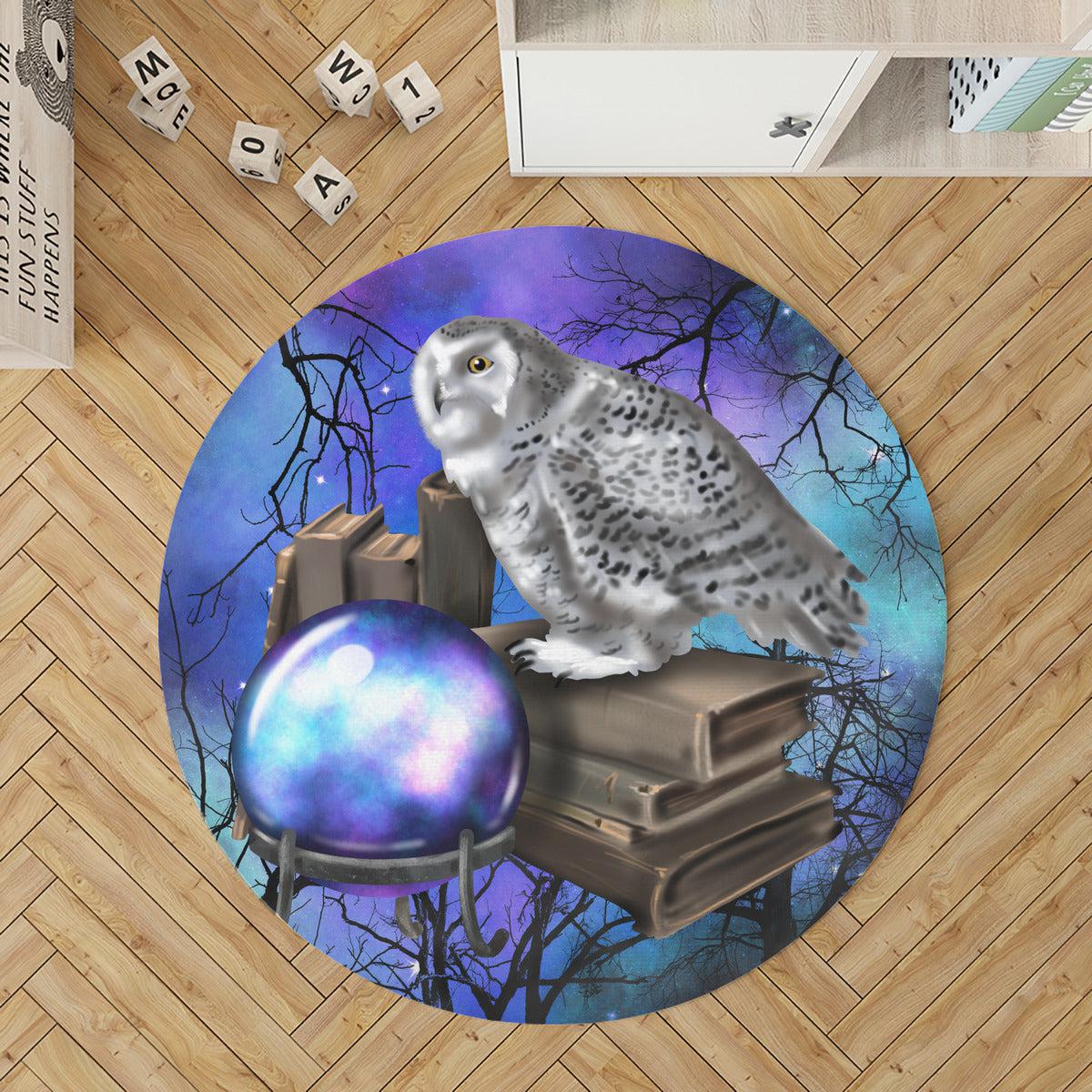 Wicca owl Halloween Rug Witchy Round Rug-MoonChildWorld