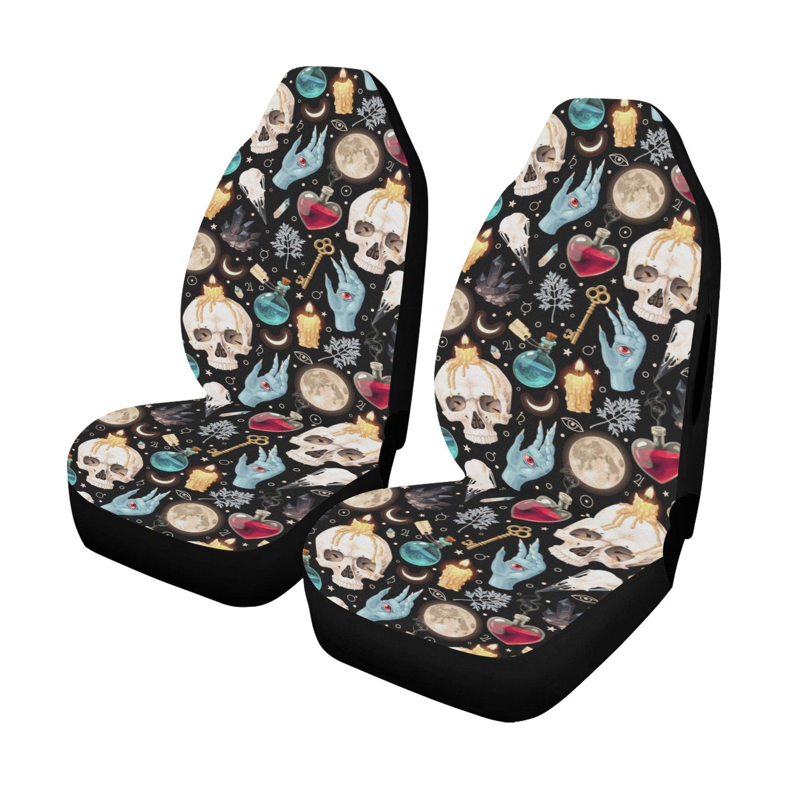 Gothic skull witch Car Seat Covers Halloween Car seat covers-MoonChildWorld