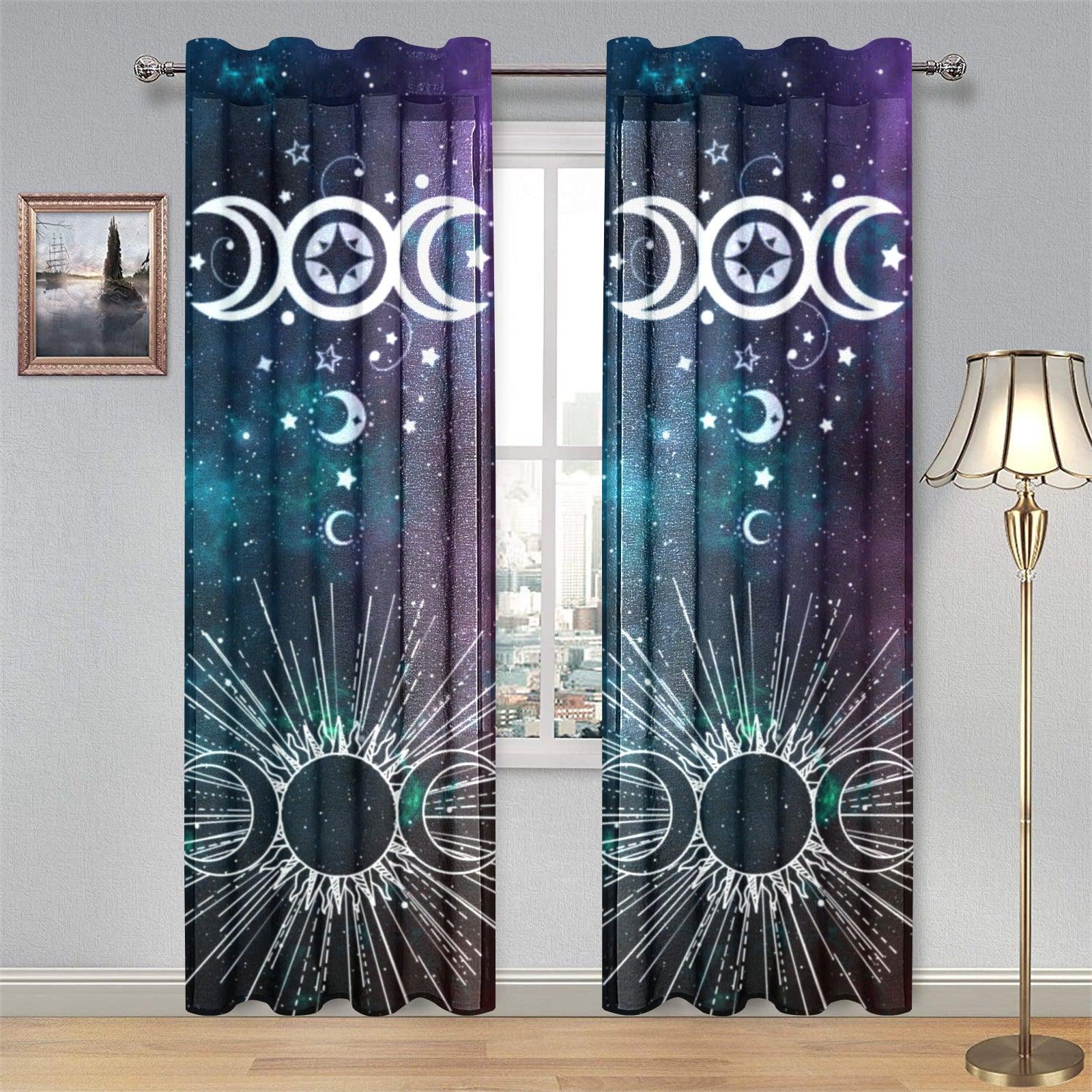 Triple moon Wicca Gauze Curtain-MoonChildWorld