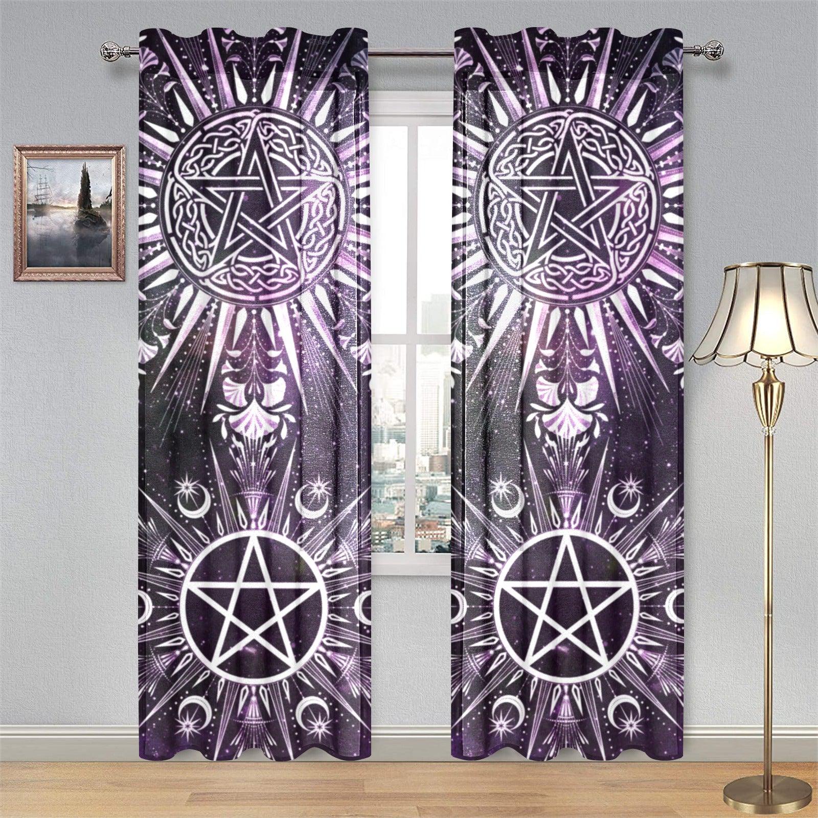 Celtic pentagram wicca Gauze Curtain-MoonChildWorld
