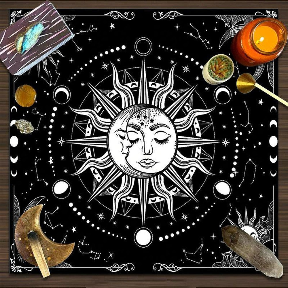 Sun Moon Tarot Tablecloth Pagan Altar Cloth-MoonChildWorld