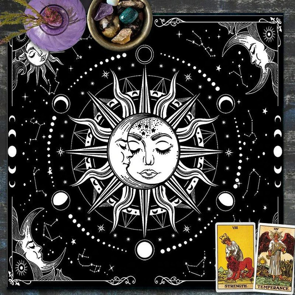 Sun Moon Tarot Tablecloth Pagan Altar Cloth-MoonChildWorld