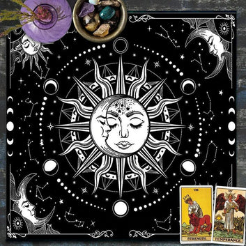 Sun Moon Tarot Tablecloth Pagan Altar Cloth