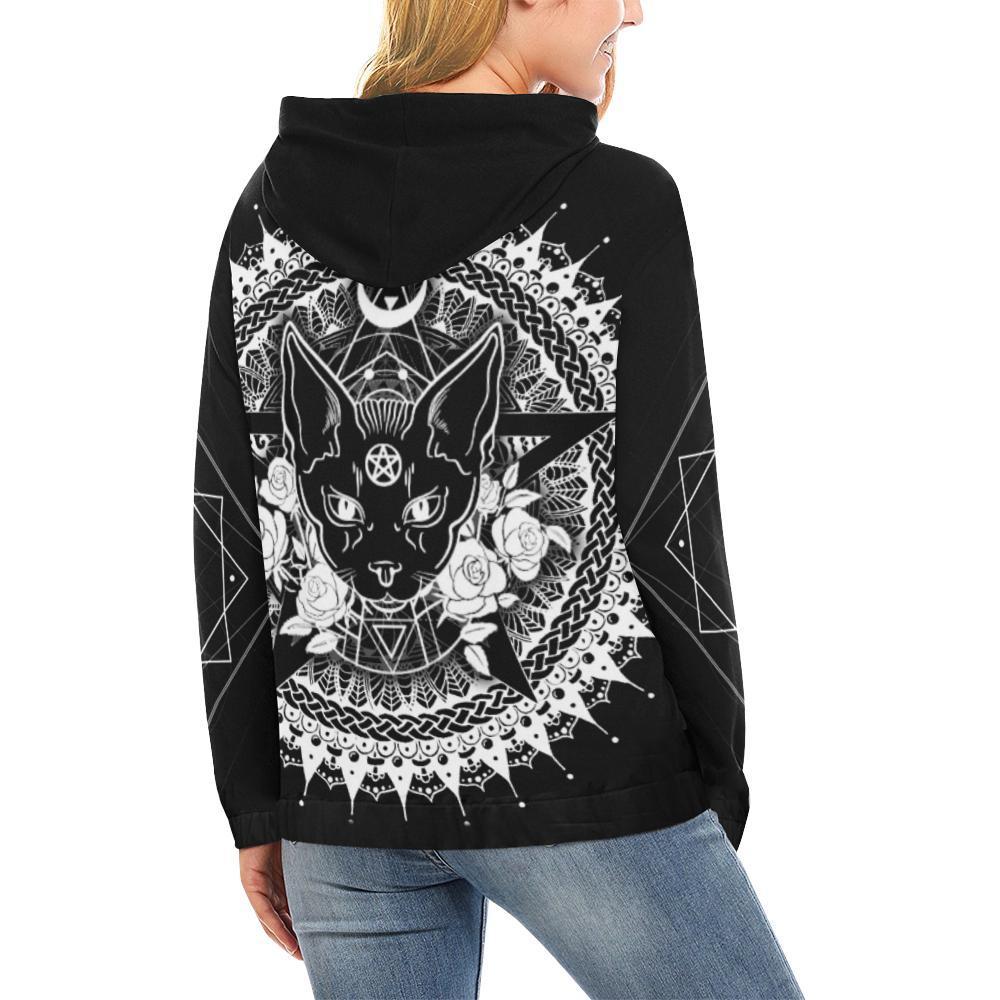 Witchcraft cat moon phases Wicca Hoodie-MoonChildWorld