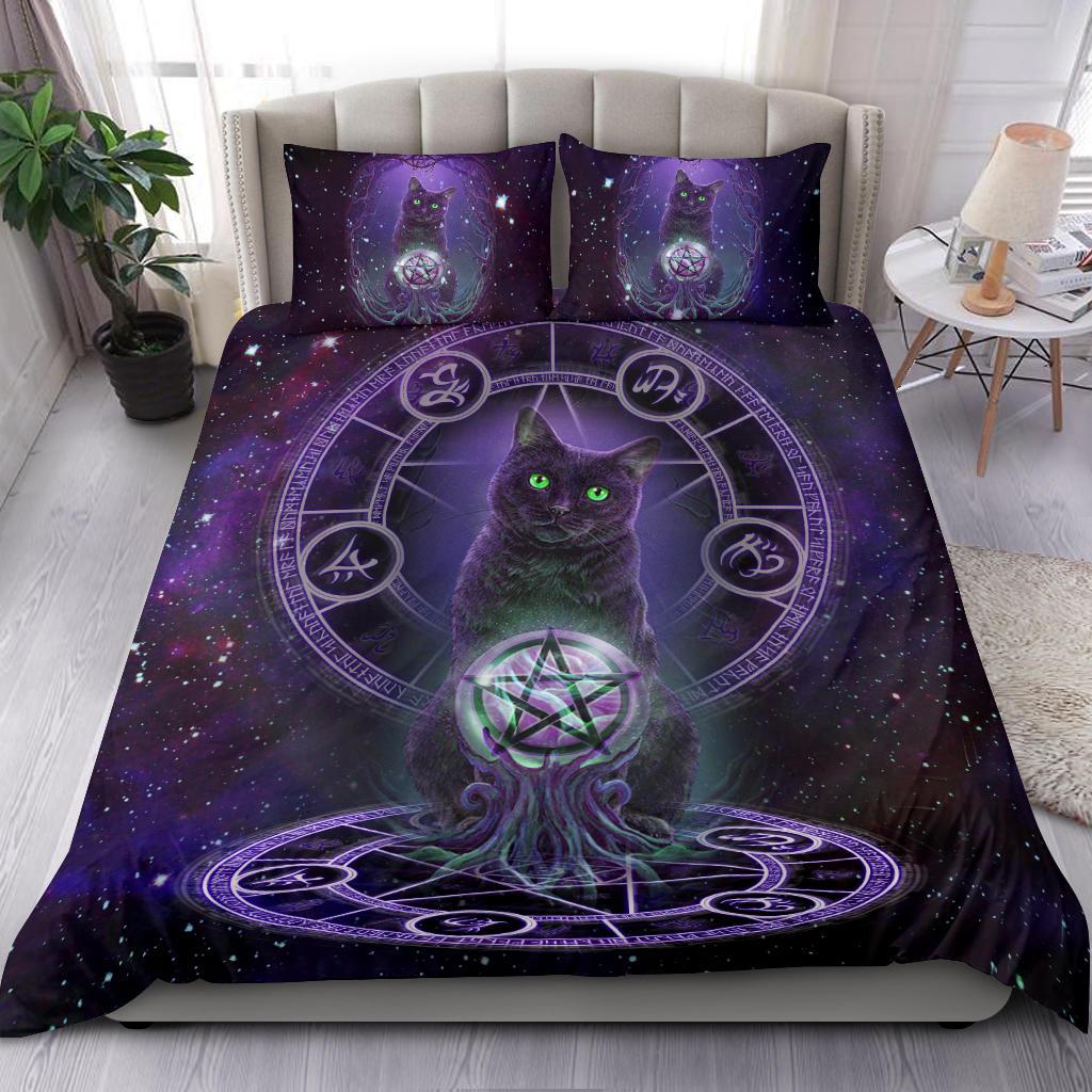 Magic cat witch bedding set-MoonChildWorld