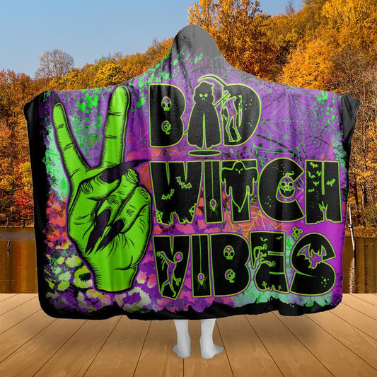 Bad witch vibes Hooded Blanket Halloween Witch Hooded Blanket