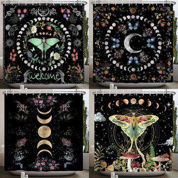 Moon Phase Shower Curtain Witchy Shower Curtain-MoonChildWorld