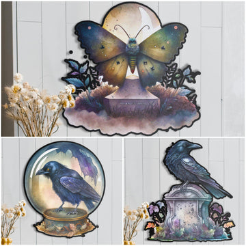 Butterfly raven gothic Metal Sign Halloween Sign-MoonChildWorld