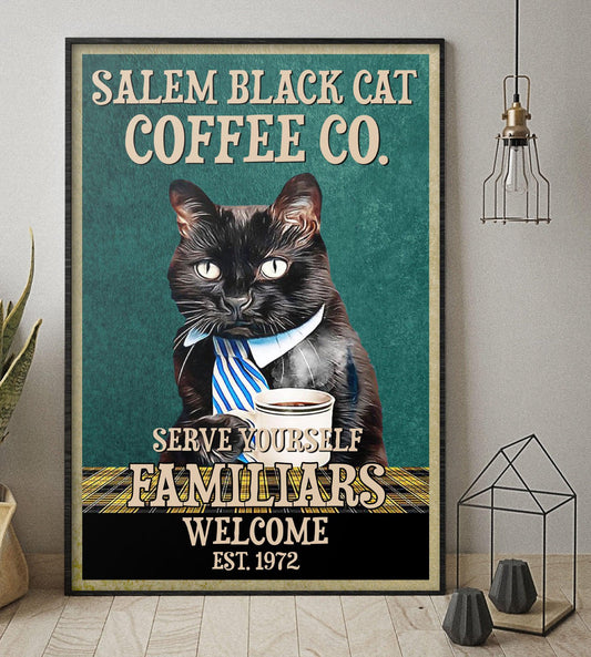 Salem Cat coffee Poster Halloween Poster-MoonChildWorld