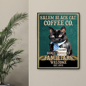 Salem Cat coffee Poster Halloween Poster-MoonChildWorld