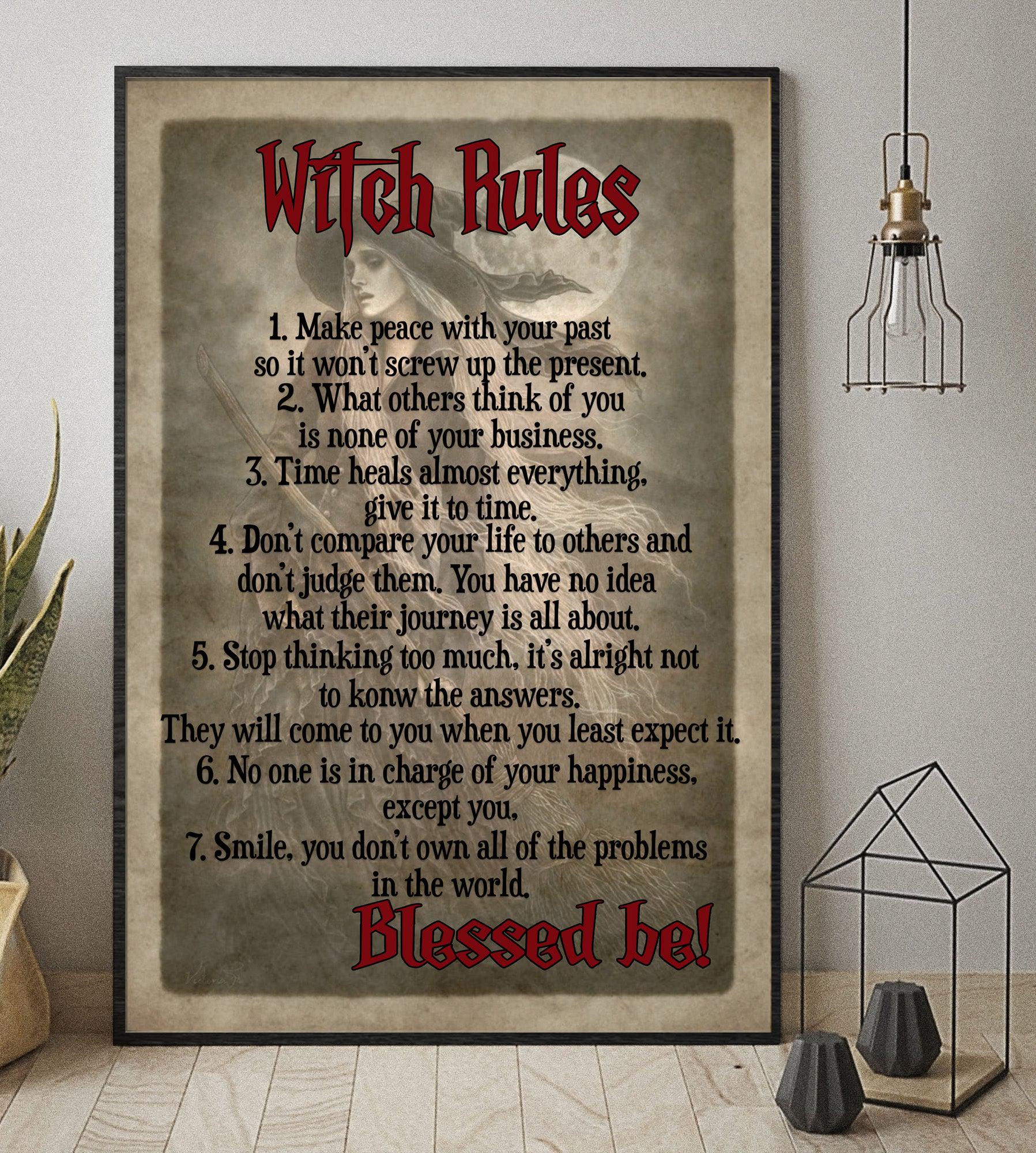 Witch Rules Poster Halloween Poster-MoonChildWorld