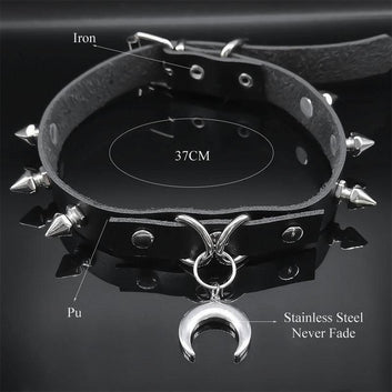 Crescent Moon Choker Witch Gothic Necklace