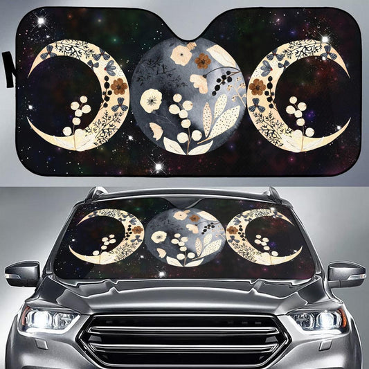 Floral triple moon car sun shade-MoonChildWorld