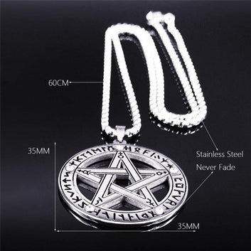 Rune Pentagram Necklace Wiccan Jewelry-MoonChildWorld